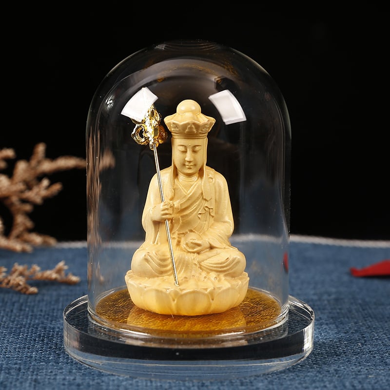 Ξύλινο αυτοκίνητο διακοσμητικό με Guanyin και Guan Gong, διαφανής ακρυλική θήκη