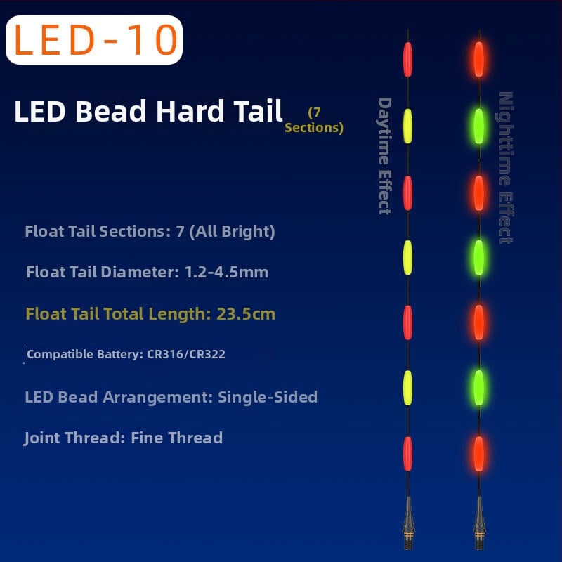 LED világító úszó a horgászathoz, modell 322, nappali–éjszakai használat, nagy érzékenység