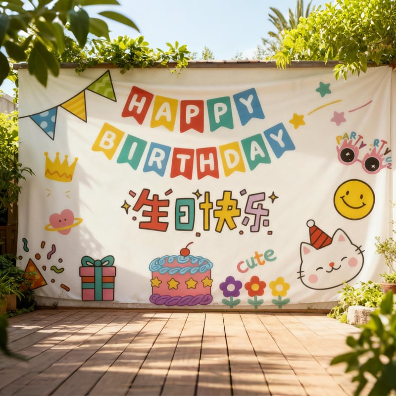 Bankett- és party dekorációs gobelin, függő hátteret alkotó textil, erdő témájú, egyszerű születésnapi háttér, több szín és különböző stílusok, kempingezéshez való függő anyag