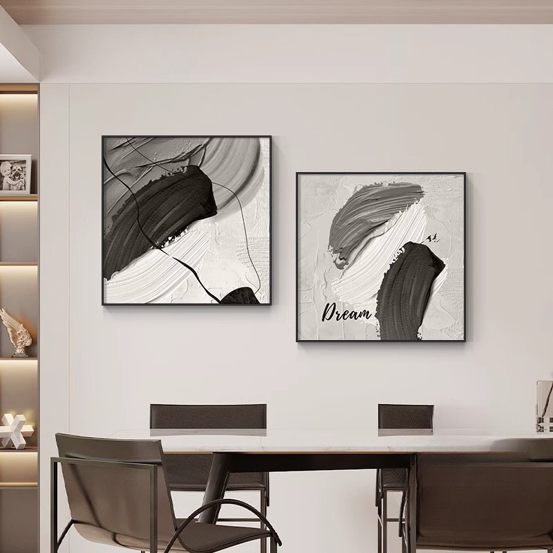Dekoratívna maľba do jedálne s abstraktným luxusným nádychom, nástenné umenie na pozadí obývačky, moderná minimalistická štvorcová nástenná maľba do spálne