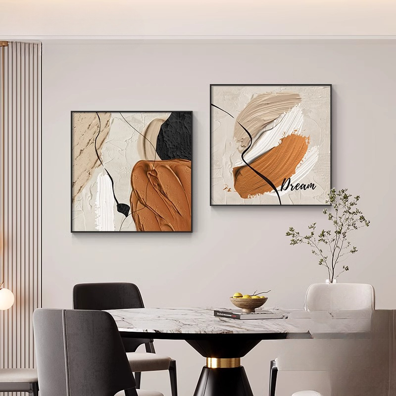 Dekoratívna maľba do jedálne s abstraktným luxusným nádychom, nástenné umenie na pozadí obývačky, moderná minimalistická štvorcová nástenná maľba do spálne