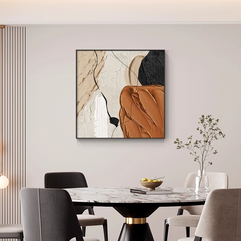 Dekoratívna maľba do jedálne s abstraktným luxusným nádychom, nástenné umenie na pozadí obývačky, moderná minimalistická štvorcová nástenná maľba do spálne