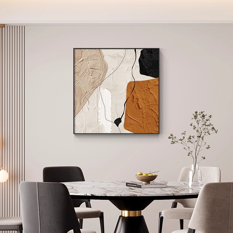 Dekoratívna maľba do jedálne s abstraktným luxusným nádychom, nástenné umenie na pozadí obývačky, moderná minimalistická štvorcová nástenná maľba do spálne