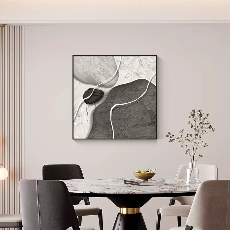 Dekoratívna maľba do jedálne s abstraktným luxusným nádychom, nástenné umenie na pozadí obývačky, moderná minimalistická štvorcová nástenná maľba do spálne