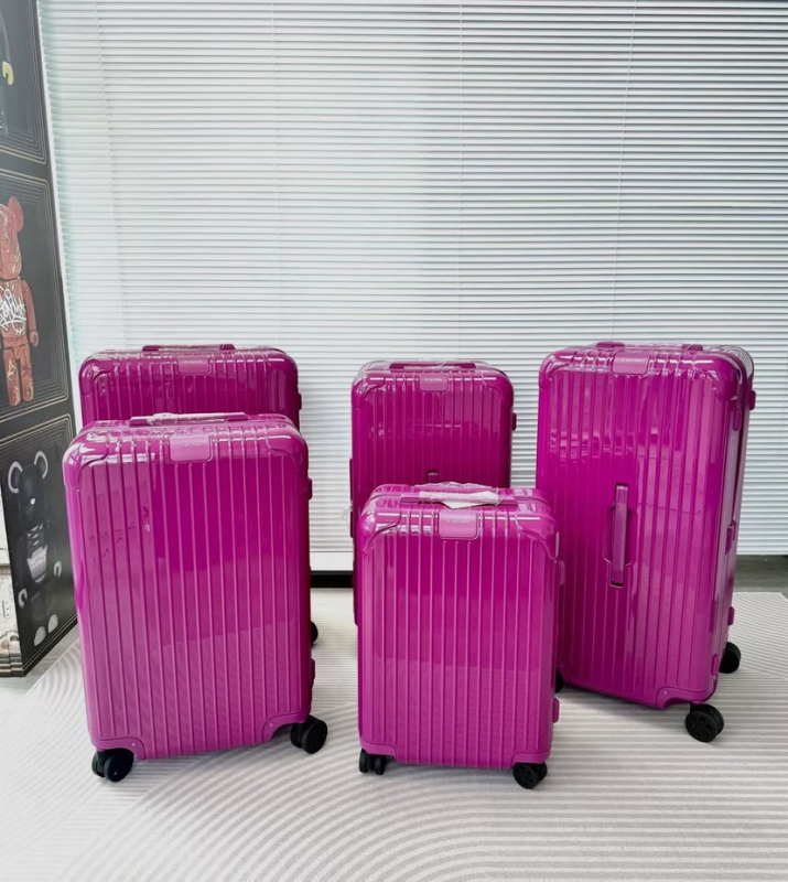 Balett rózsaszín négyzet alakú bőrönd, 33 hüvelykes nagy kapacitású, Trunk Essential 21 hüvelykes kézi poggyász, R márkájú címkével