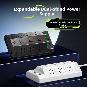 Мултифункционална USB разклонителна лента с 4 USB порта и 2 Type-C порта, настолен удължител за дома и офиса