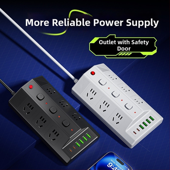 Мултифункционална USB разклонителна лента с 4 USB порта и 2 Type-C порта, настолен удължител за дома и офиса