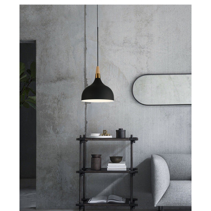 Minimalista függő lámpa — tervező lámpa cementtesttel és bambusz- és rattan árnyékolóval, vintage stílus