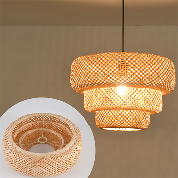 Beige színű bambusz- és rattan-lámpabúra mennyezeti lámpához, E27-es foglalat, délkelet-ázsiai stílus