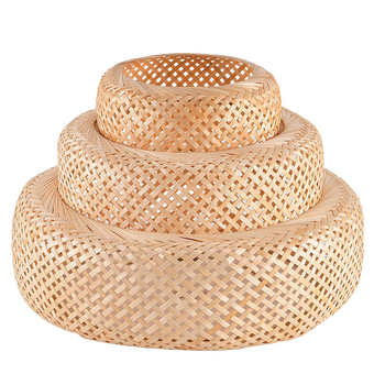 Beige színű bambusz- és rattan-lámpabúra mennyezeti lámpához, E27-es foglalat, délkelet-ázsiai stílus
