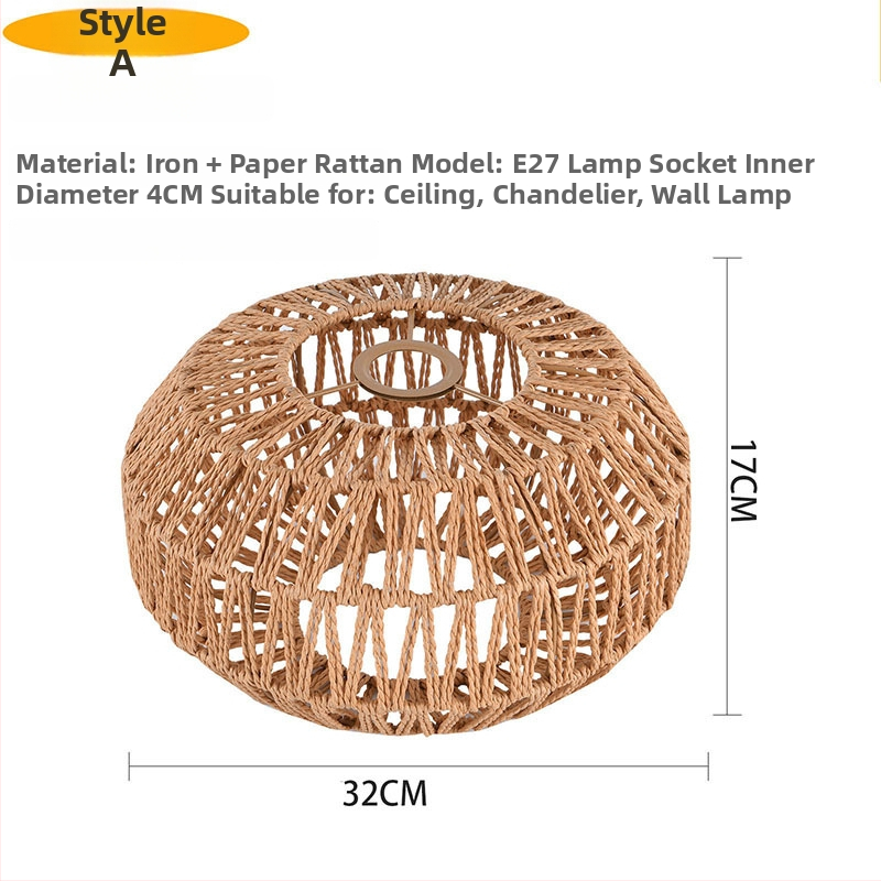 Beige színű bambusz- és rattan-lámpabúra mennyezeti lámpához, E27-es foglalat, délkelet-ázsiai stílus