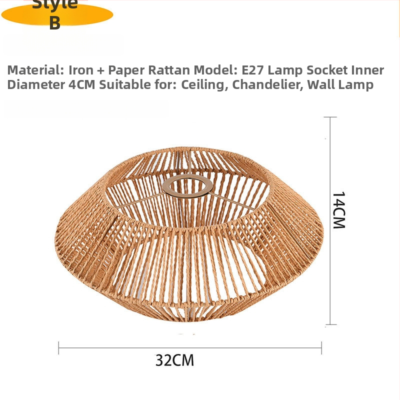 Beige színű bambusz- és rattan-lámpabúra mennyezeti lámpához, E27-es foglalat, délkelet-ázsiai stílus