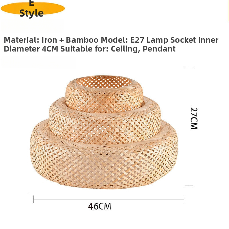 Beige színű bambusz- és rattan-lámpabúra mennyezeti lámpához, E27-es foglalat, délkelet-ázsiai stílus
