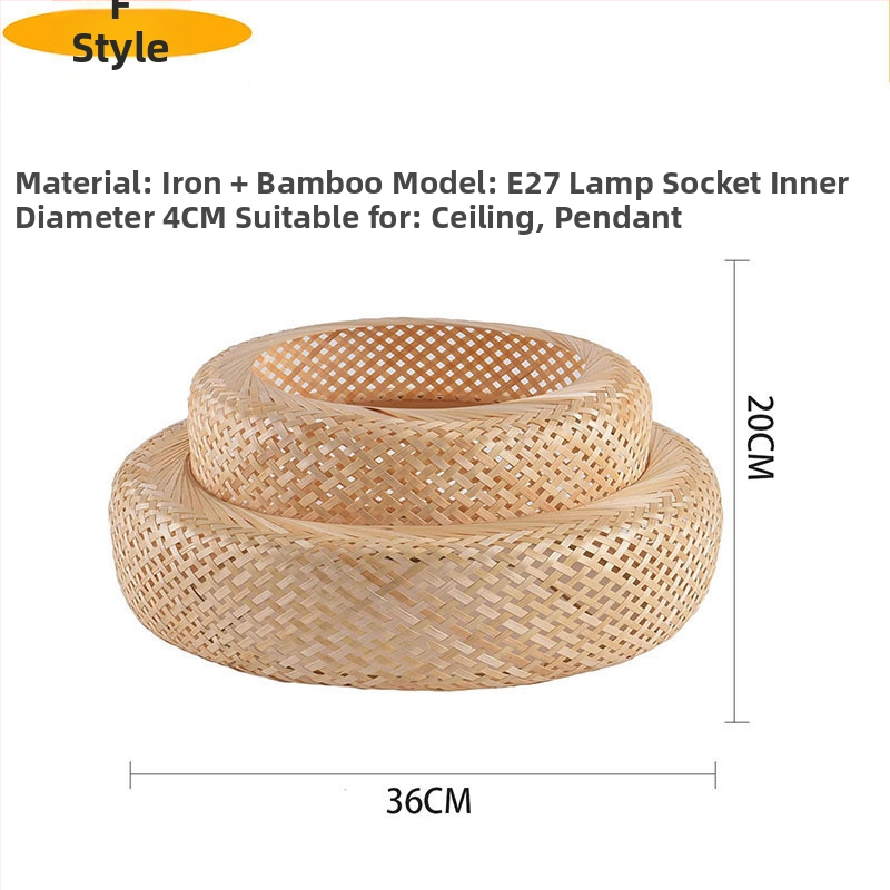 Beige színű bambusz- és rattan-lámpabúra mennyezeti lámpához, E27-es foglalat, délkelet-ázsiai stílus