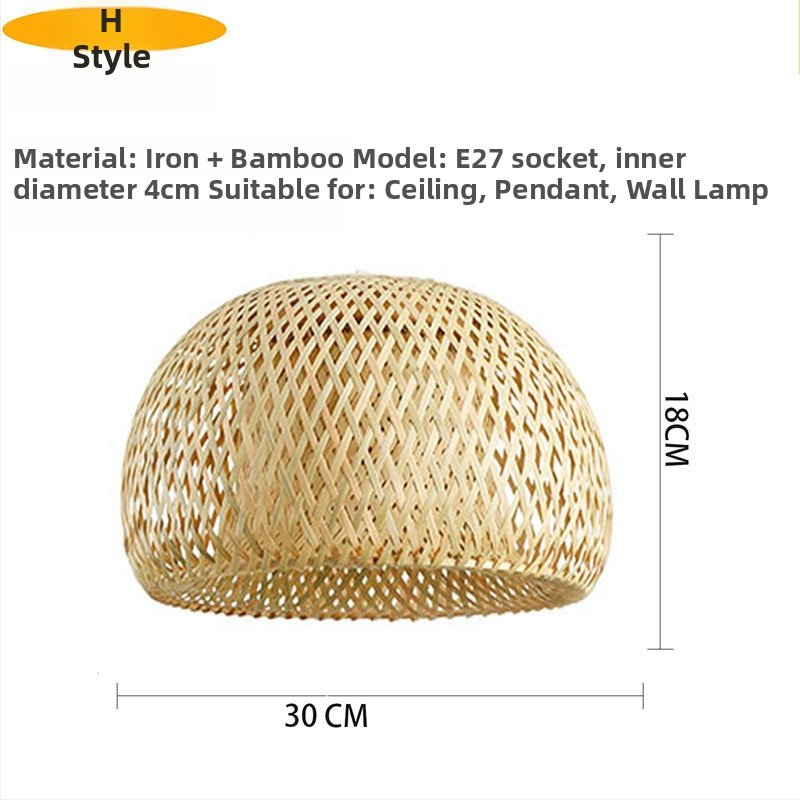 Beige színű bambusz- és rattan-lámpabúra mennyezeti lámpához, E27-es foglalat, délkelet-ázsiai stílus