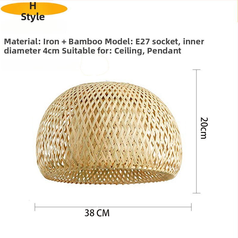 Beige színű bambusz- és rattan-lámpabúra mennyezeti lámpához, E27-es foglalat, délkelet-ázsiai stílus