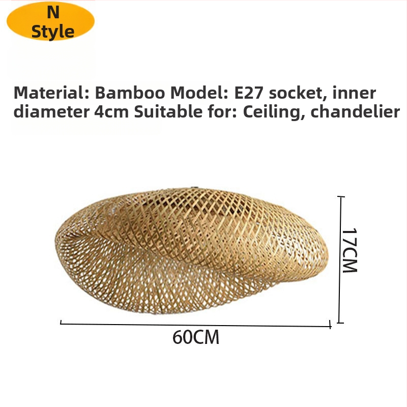 Beige színű bambusz- és rattan-lámpabúra mennyezeti lámpához, E27-es foglalat, délkelet-ázsiai stílus