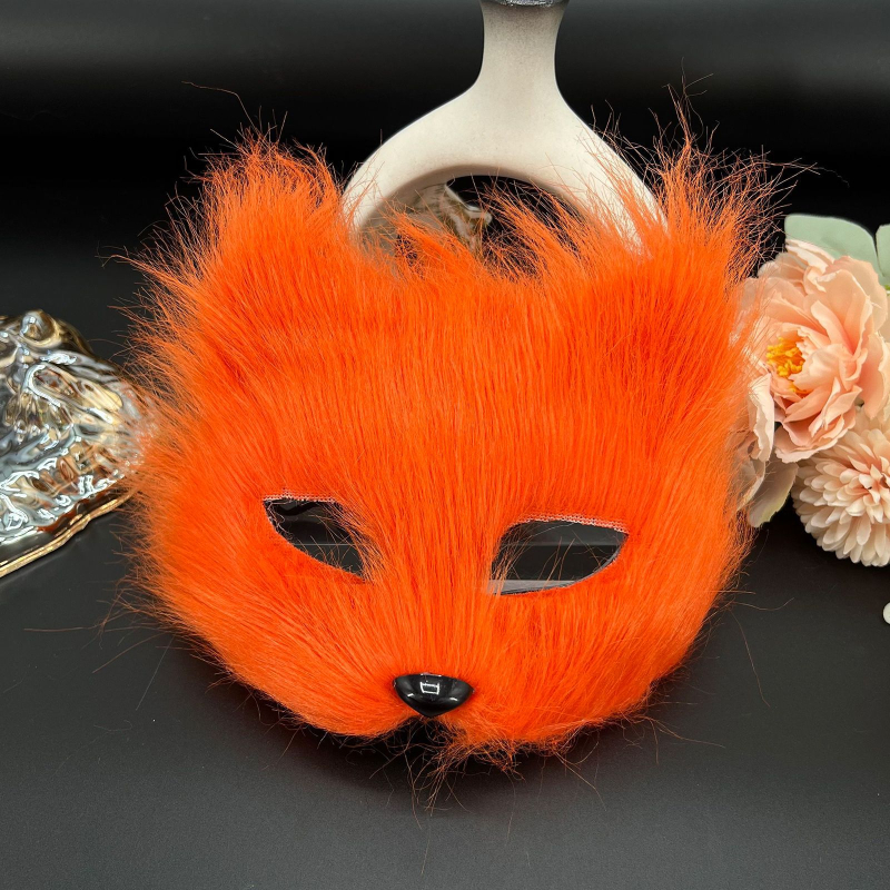Mačja maska s polovičnim licem – Halloween rekvizit, životinjski motiv, inspirirano lisicom