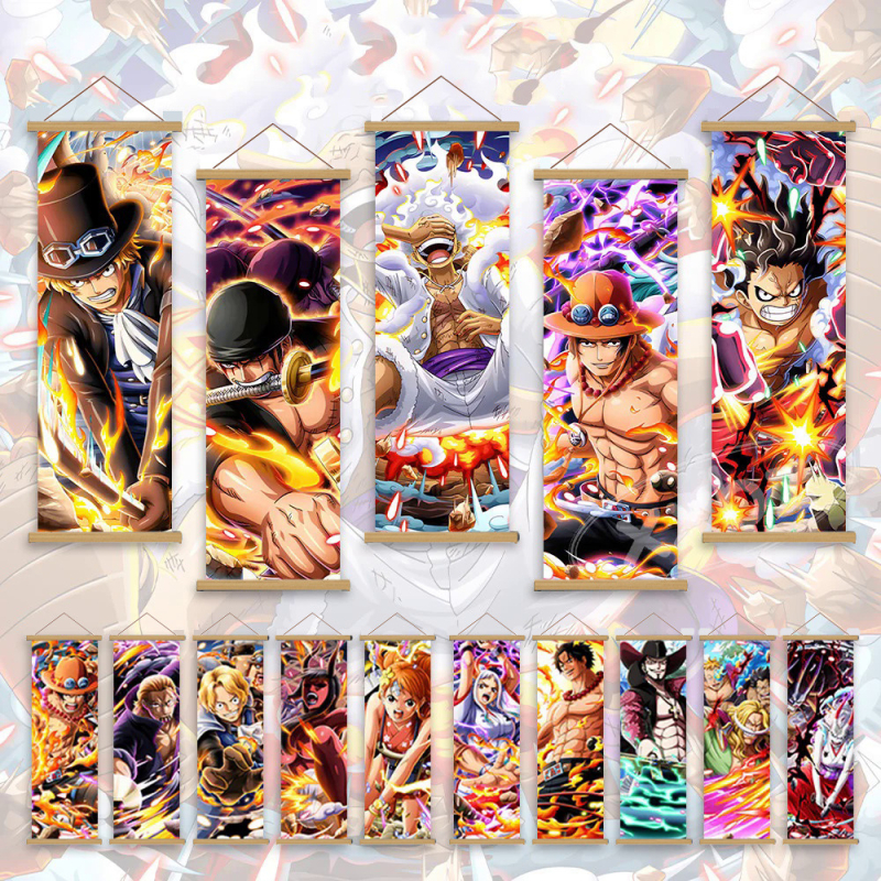 Dekoratívny závesný obraz One Piece s Nikou zo Zora a Nami, nástenná maľba z dreva, anime štýl