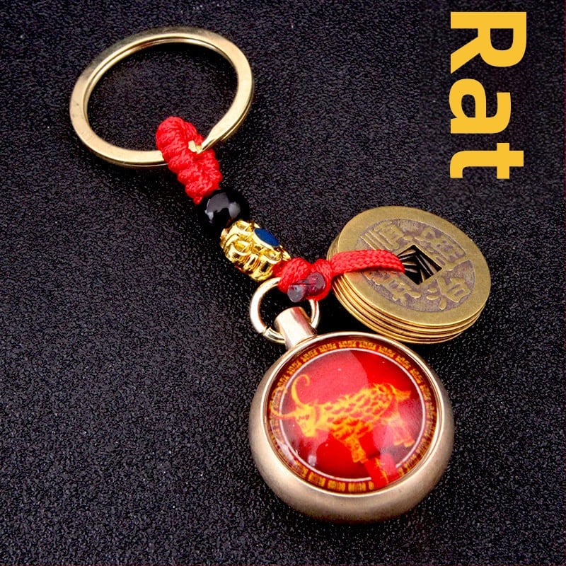 Breloк zodiac din alamă, pandantiv dovleac din cupru, strălucire roșie, luminează în întuneric, rotativ