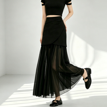 Chiffon midi szoknya, magas derekú, folyóvonalú A-vonal, elegáns, hétköznapi nyár 2026