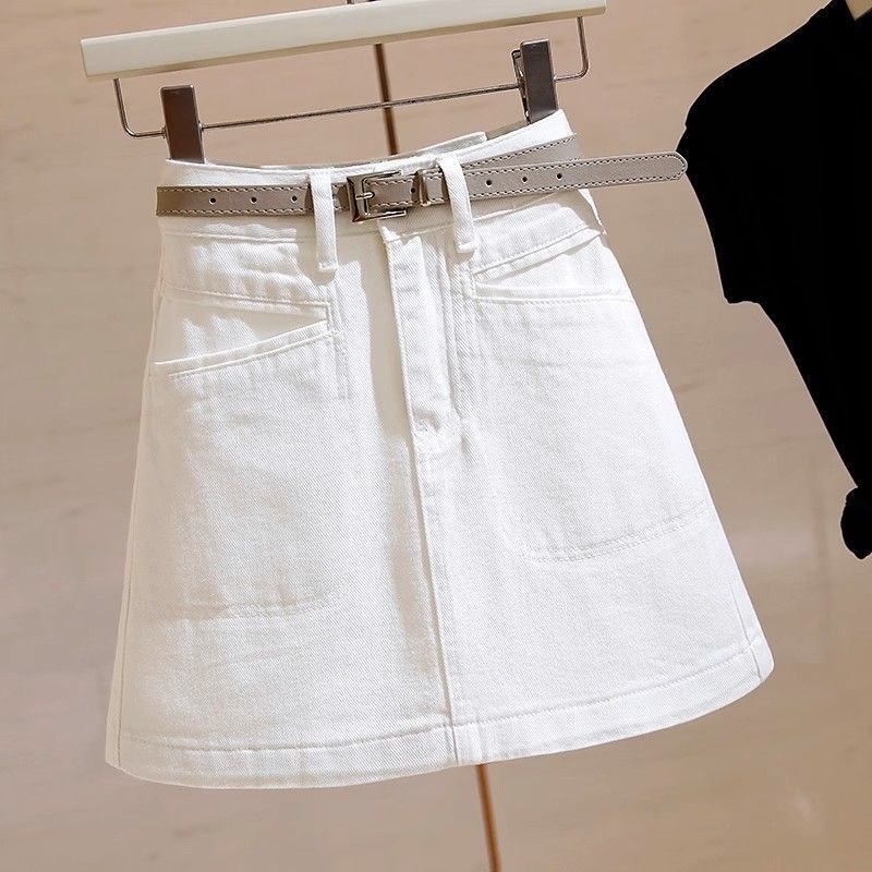 Női fehér magas derekú denim miniszoknya, nyár 2026, új dizájn, irodai megjelenés