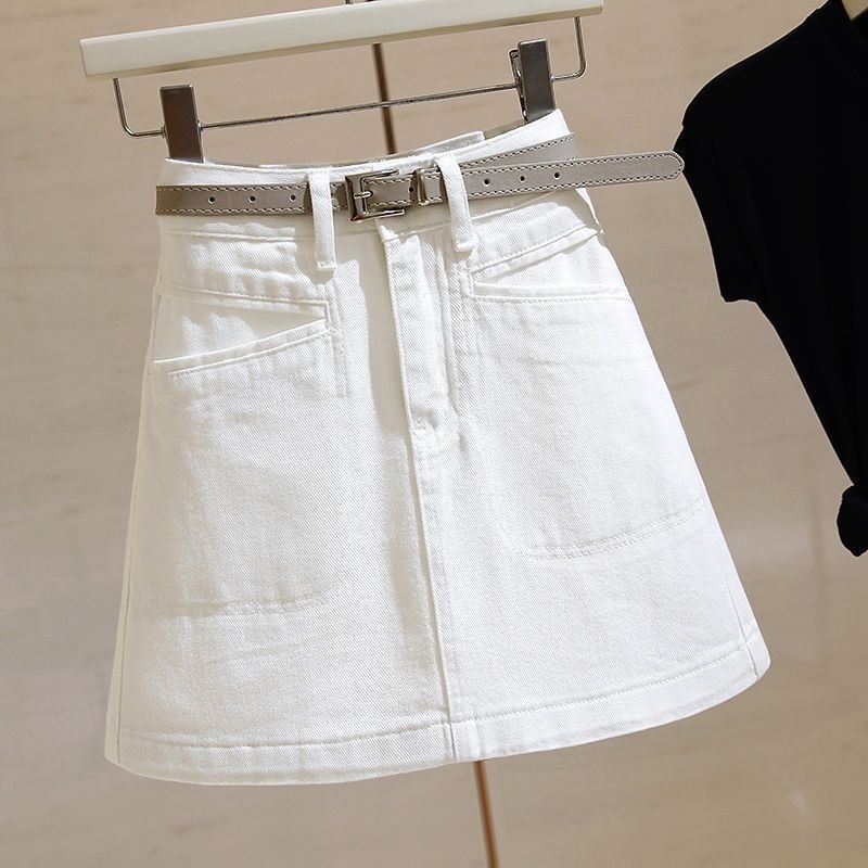 Női fehér magas derekú denim miniszoknya, nyár 2026, új dizájn, irodai megjelenés