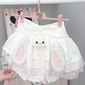 Japán-stílusú aranyos, kis termettel Bunny Cake Szoknya nőknek, magas derekú, karcsúsító hatás, bélés, puffos szoknya