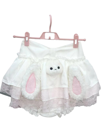 Japán-stílusú aranyos, kis termettel Bunny Cake Szoknya nőknek, magas derekú, karcsúsító hatás, bélés, puffos szoknya