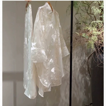 Rochie-costum designer în stil național, cu inspirație chineză, pentru femei, ținută de vară cu un set de cămăși brodate