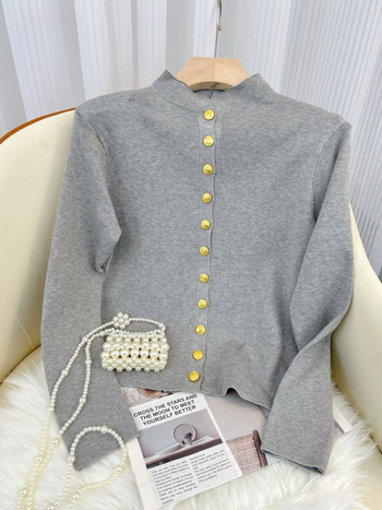 Női elegáns kötött kardigán felső, 2024 őszi-téli szezon, Chanel-stílusú inspiráció, karcsú fazon.