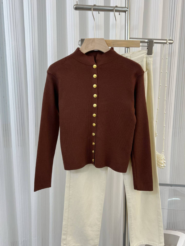 Női elegáns kötött kardigán felső, 2024 őszi-téli szezon, Chanel-stílusú inspiráció, karcsú fazon.