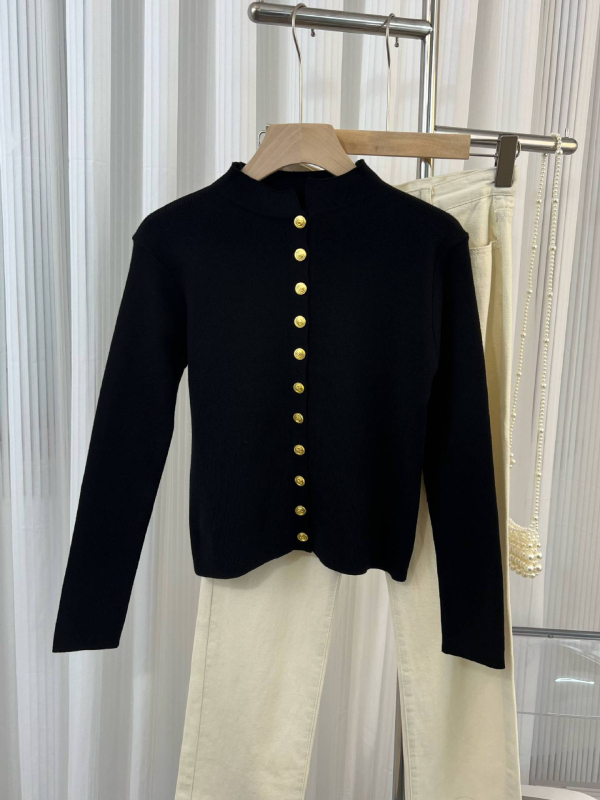 Női elegáns kötött kardigán felső, 2024 őszi-téli szezon, Chanel-stílusú inspiráció, karcsú fazon.