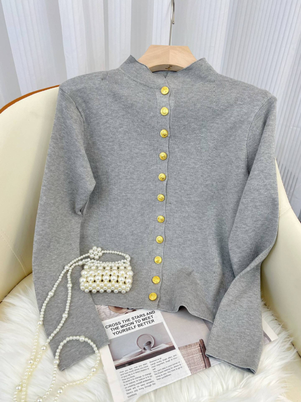 Női elegáns kötött kardigán felső, 2024 őszi-téli szezon, Chanel-stílusú inspiráció, karcsú fazon.
