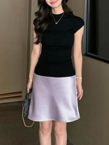 Acetátból készült fishtail szatén bodycon midi szoknya, kis mérethez, nyári 2026 kollekció