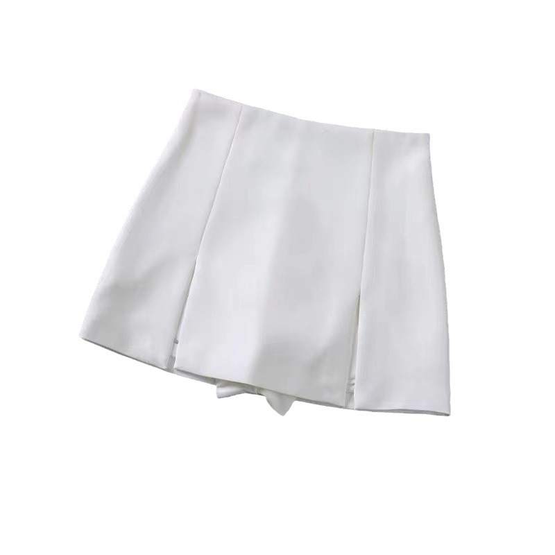 Női magas derekú hasítékos rövid szoknya, nyár 2024, karcsú szabás, A-vonalú, átlátszatlan