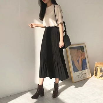 Pliszírozott chiffon midi szoknya, A-vonal, nyár 2026, karcsúsító és kényelmes, széles csípőkhöz és telt combokhoz