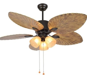 Nanyang banánlevél ventilátorcsillár hálószoba és nappali számára, retro amerikai stílus, változó fordulatszámú ventilátor LED-del és távirányítóval
