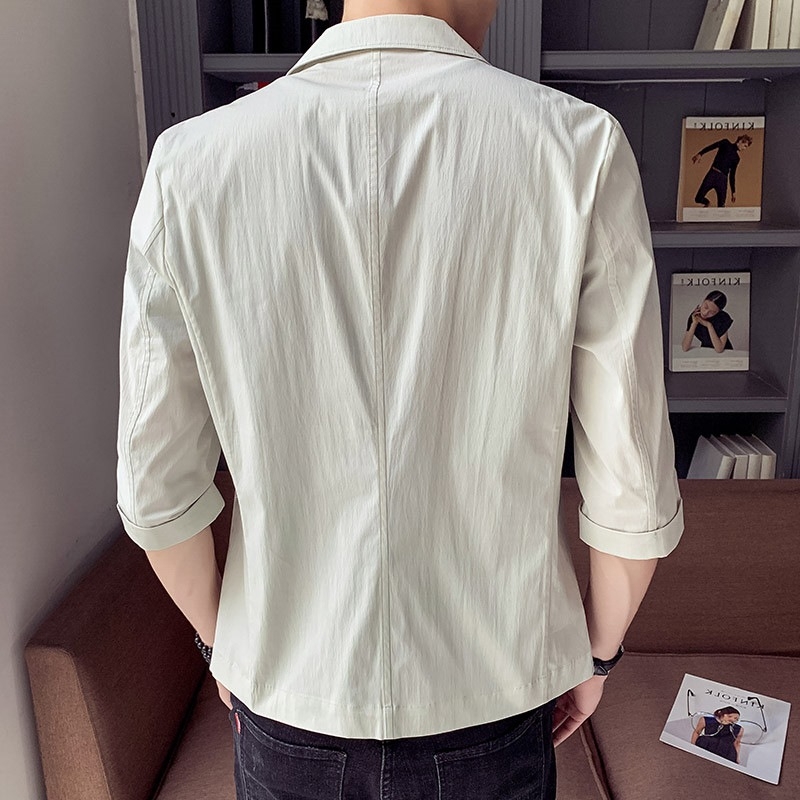Nyári férfi slim-fit kabát koreai stílusban, 3/4-ujjú, könnyű, napsugárzás elleni védelemmel