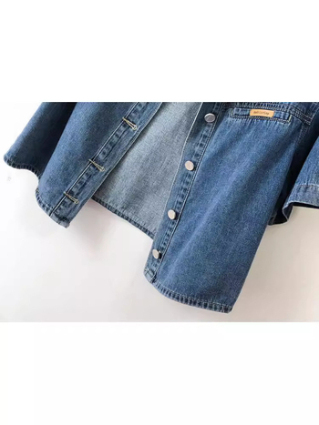 Koreai stílusú női rövid ujjú denim dzseki, vékony anyag, rövid fazon, laza szabás, nyár 2024