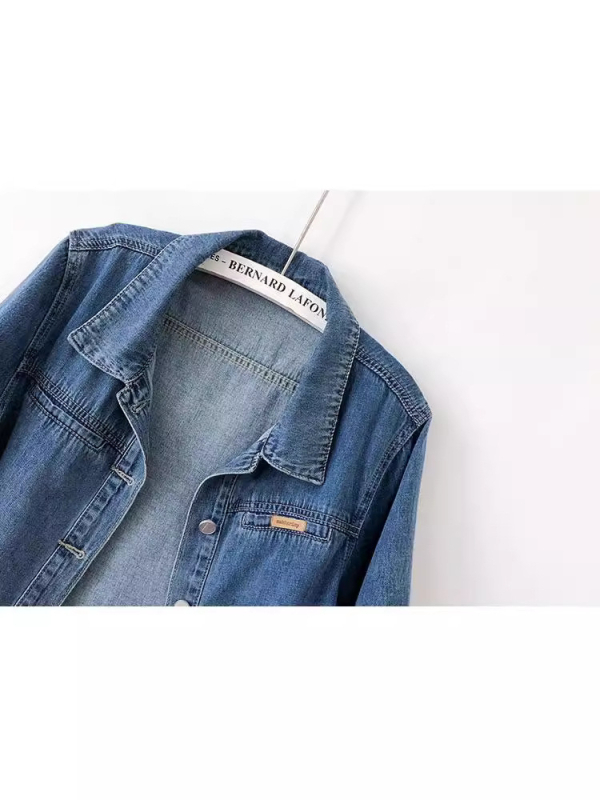 Koreai stílusú női rövid ujjú denim dzseki, vékony anyag, rövid fazon, laza szabás, nyár 2024