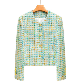 Női tweed stílusú kabát, 2025 tavasz-ősz, kis méretű, elegáns rövid fazon