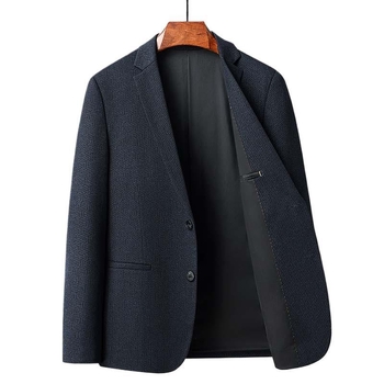 Férfi gyapjú Slim-Fit kétgombos zakó, karcsú szabás, kockás minta, vasalásmentes, üzleti casual