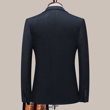 Férfi gyapjú Slim-Fit kétgombos zakó, karcsú szabás, kockás minta, vasalásmentes, üzleti casual