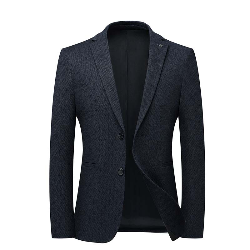 Férfi gyapjú Slim-Fit kétgombos zakó, karcsú szabás, kockás minta, vasalásmentes, üzleti casual