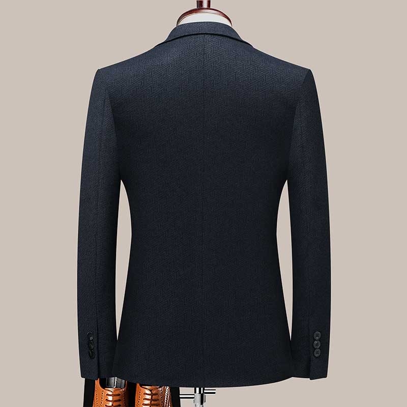 Férfi gyapjú Slim-Fit kétgombos zakó, karcsú szabás, kockás minta, vasalásmentes, üzleti casual