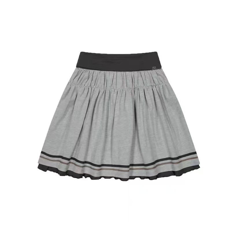 Coy* női midi szoknya csipjes patchwork, iskola-stílus, magas derék, pliszírozott, A-vonal