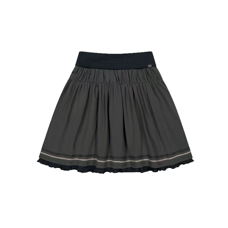 Coy* női midi szoknya csipjes patchwork, iskola-stílus, magas derék, pliszírozott, A-vonal