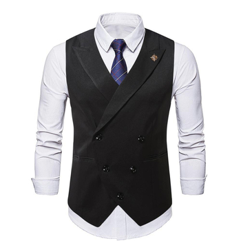 Set costum bărbătesc cu vestă în stil britanic, nasturi dubli, pentru mire și domni de onoare