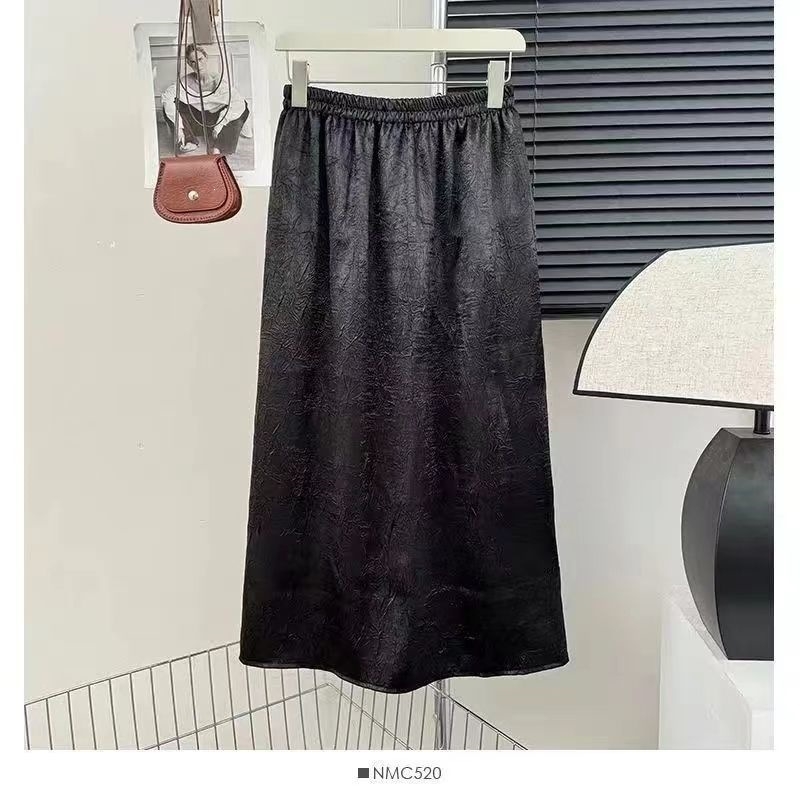 Pliszírozott szatén mini szoknya, magas derék, laza szabás, japán/koreai casual stílus
